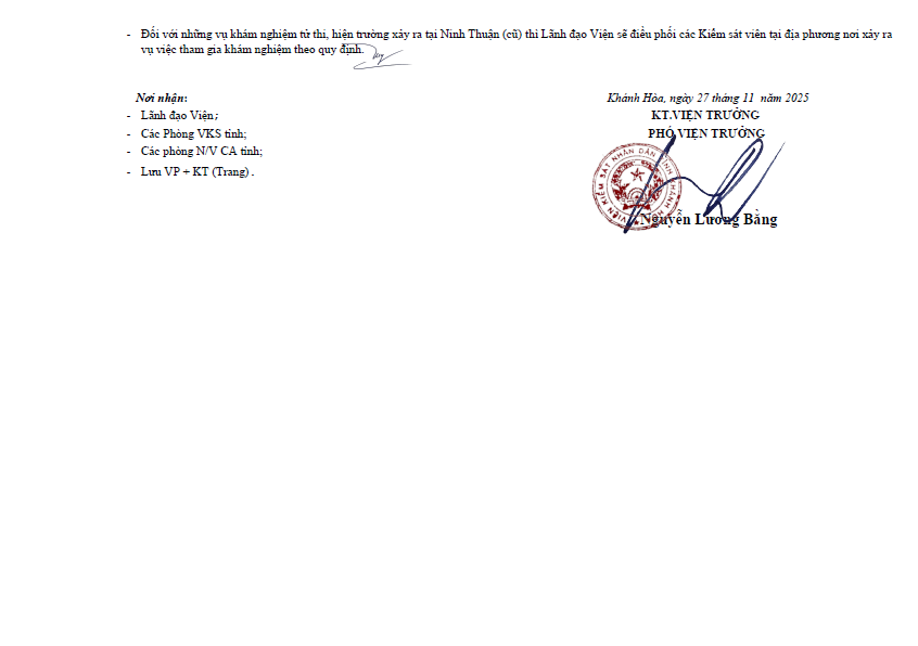 Lịch trực nghiệp vụ tháng 12/2025 của Viện kiểm sát nhân dân tỉnh Khánh Hòa