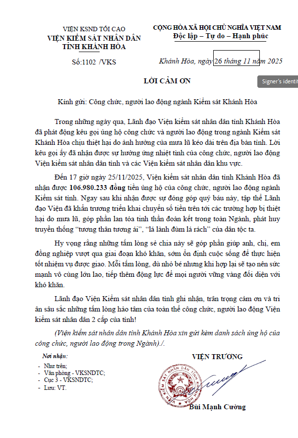 Ngành Kiểm sát Khánh Hòa chung tay khắc phục hậu quả sau đợt mưa lũ kéo dài 