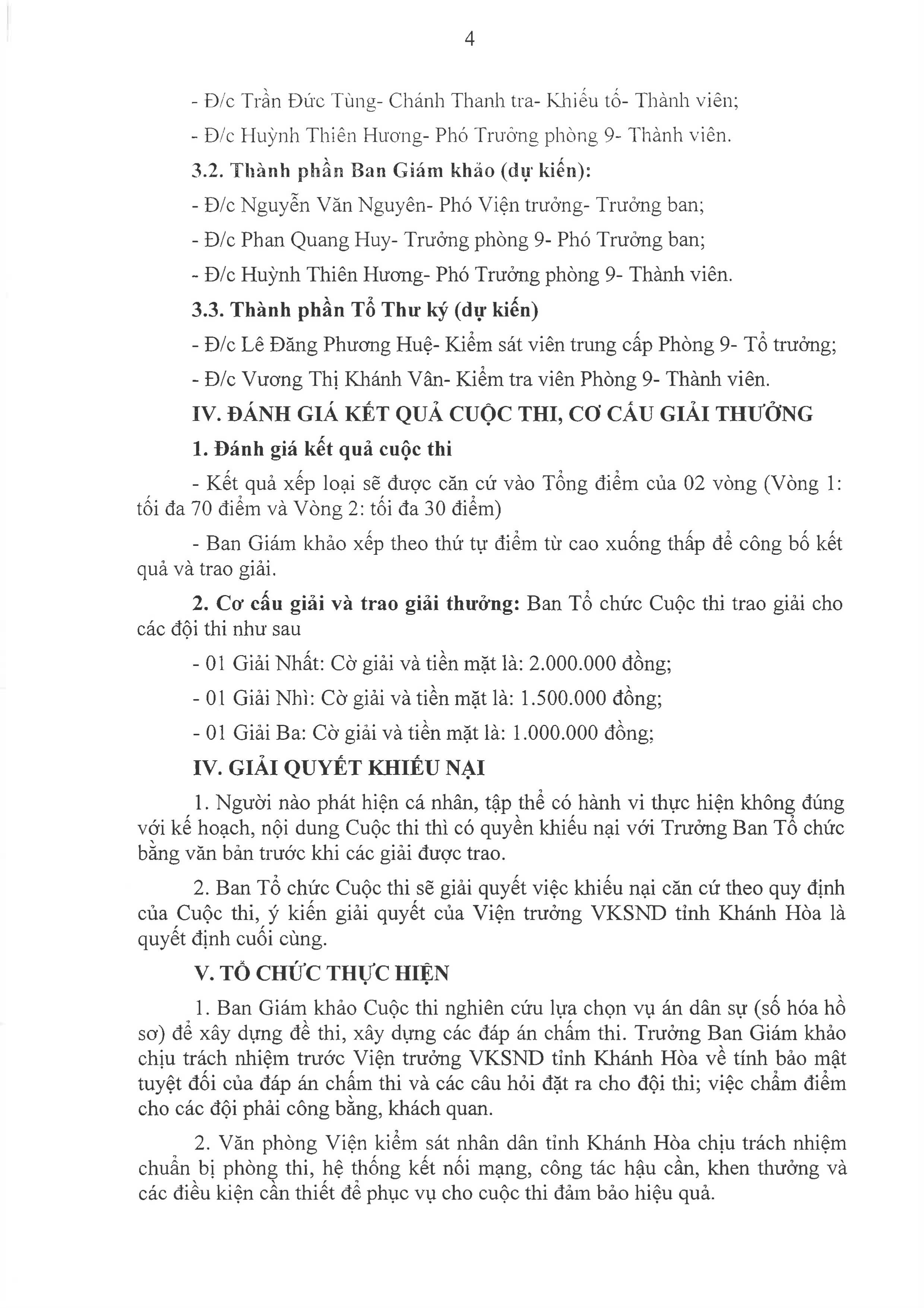 Kế hoạch tô chức cuộc thi 