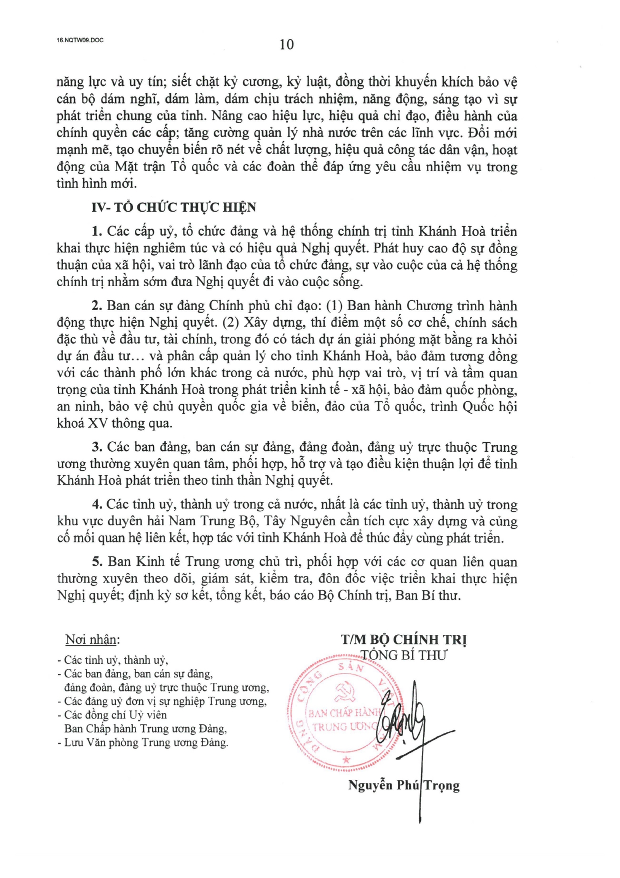 Nghị quyết số 09-NQ/TW ngày 28/01/2022 của Bộ chính trị về xây dựng, phát triển tỉnh Khánh Hòa đến năm 2030, tầm nhìn đến năm 2045