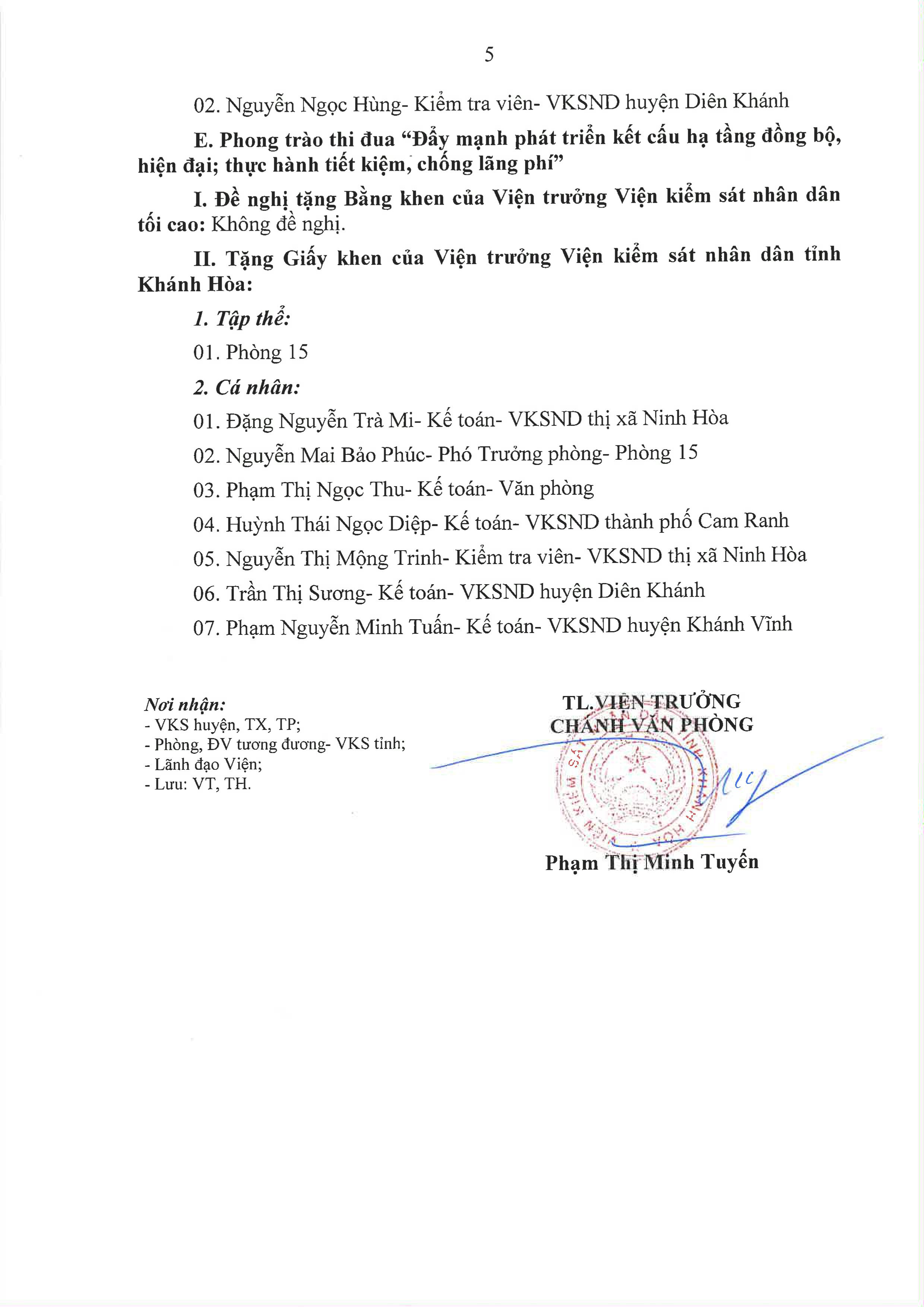 Thông báo kết quả họp xét khen thưởng các phong trào thi dua theo chuyên đề năm 2024