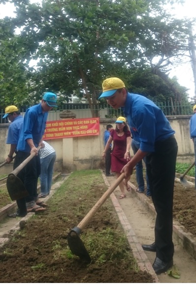 Chi đoàn VSND tỉnh Khánh Hòa tham gia xây dựng công trình “Vườn rau cho em” tại Trường mầm non Thực Hành